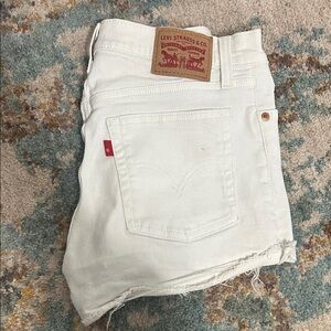 Levi's Cream Denim Cut-Off Shorts